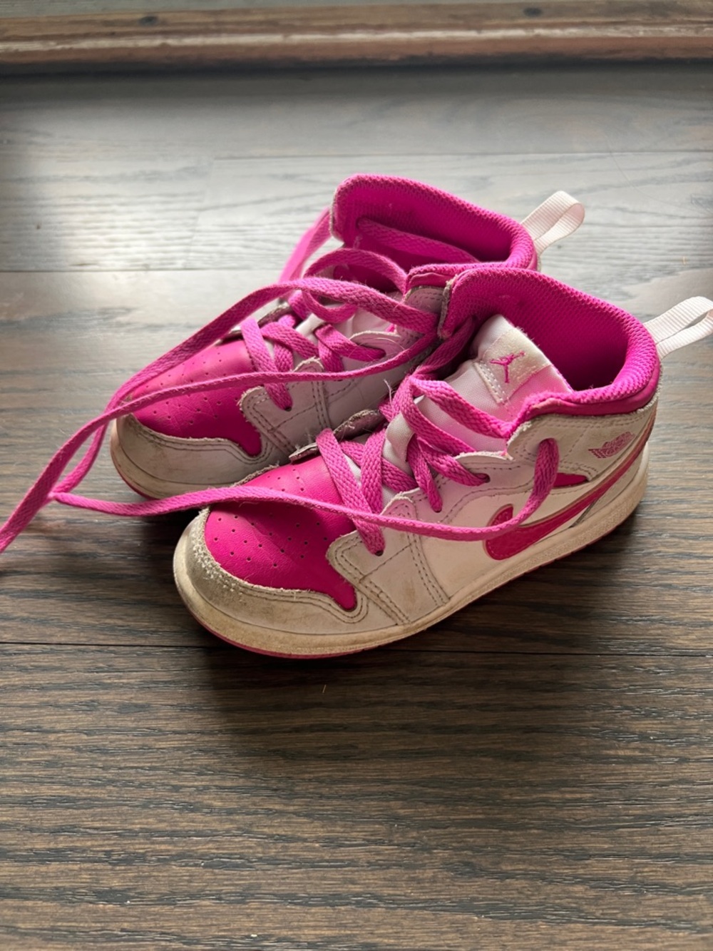 Nike Kids Pink and White High Top Athletic Sneakers